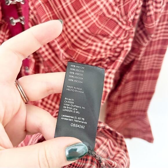 NWT Free People We The Free Red Combo Plaid Catalina Remade Shirt Combo Tunic S - Picture 10 of 10